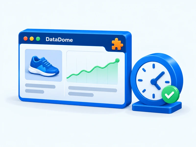 DataDome product dashboard with a price trend and a blue monitoring clock
