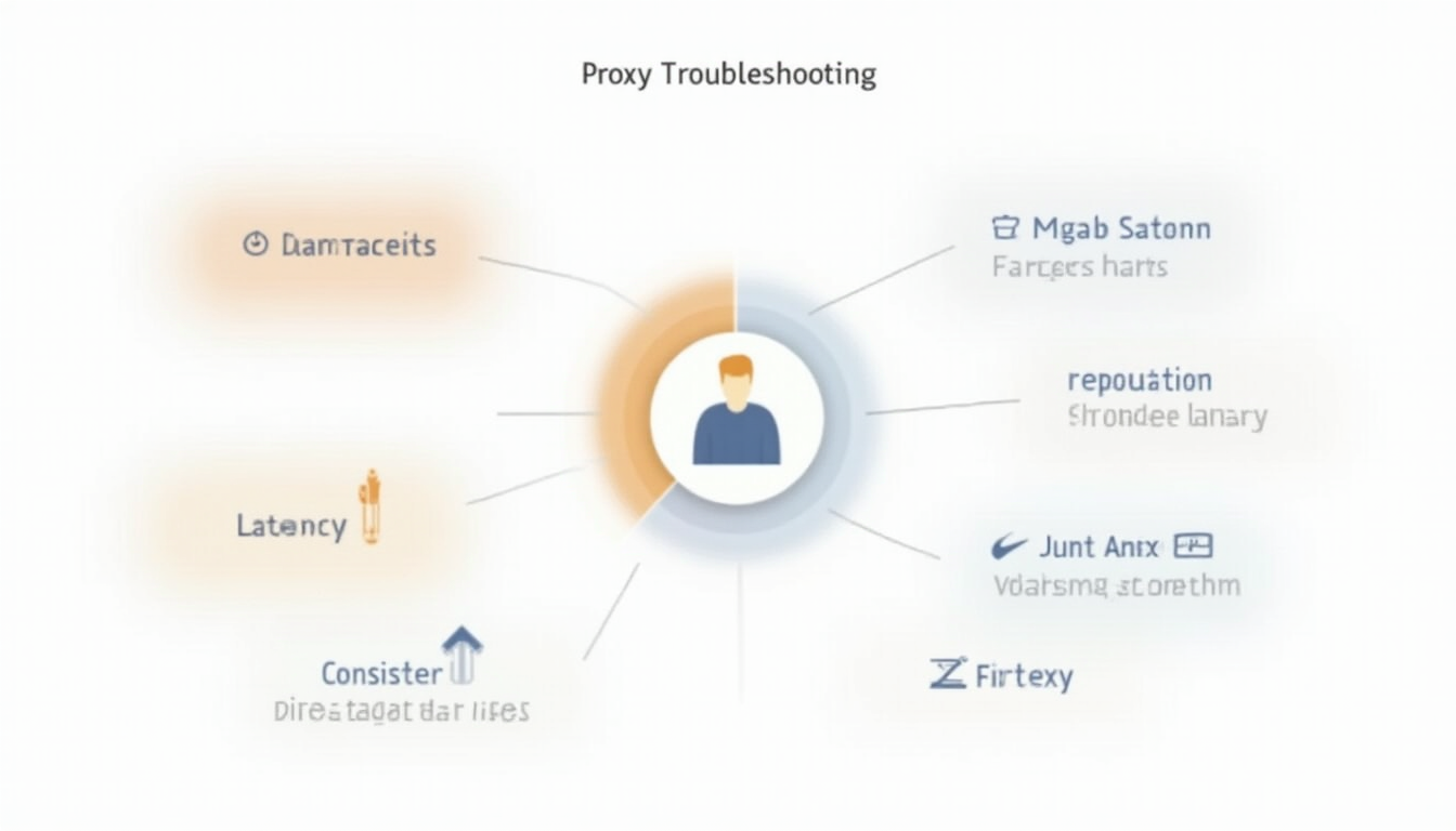 Diagram showing proxy stability and quality checks for Cloudflare verification troubleshooting